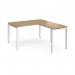 Adapt desk 1400mm x 800mm with 800mm return desk - white frame, oak top ER1488-WH-O