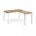 Adapt desk 1400mm x 800mm with 800mm return desk - white frame, oak top ER1488-WH-O