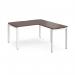 Adapt desk 1400mm x 800mm with 800mm return desk - white frame, walnut top ER1488-WH-W