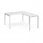 Adapt desk 1400mm x 800mm with 800mm return desk - white frame, white top ER1488-WH-WH