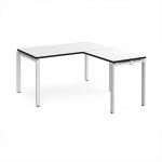 Adapt desk 1400mm x 800mm with 800mm return desk - white frame, white top, black edge ER1488-WH-WK