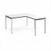 Adapt desk 1400mm x 800mm with 800mm return desk - white frame, white top, black edge ER1488-WH-WK