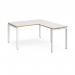 Adapt desk 1400mm x 800mm with 800mm return desk - white frame, white top with oak edge ER1488-WH-WO