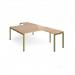 Adapt back to back desks 1600mm x 1600mm with 800mm return desks - green frame, beech top ER16168-GN-B