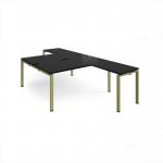 Adapt back to back desks 1600mm x 1600mm with 800mm return desks - green frame, black top ER16168-GN-BK