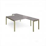 Adapt back to back desks 1600mm x 1600mm with 800mm return desks - green frame, grey oak top ER16168-GN-GO