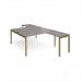 Adapt back to back desks 1600mm x 1600mm with 800mm return desks - green frame, grey oak top ER16168-GN-GO