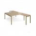 Adapt back to back desks 1600mm x 1600mm with 800mm return desks - green frame, kendal oak top ER16168-GN-KO