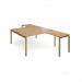 Adapt back to back desks 1600mm x 1600mm with 800mm return desks - green frame, oak top ER16168-GN-O