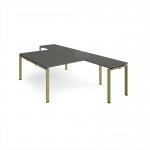 Adapt back to back desks 1600mm x 1600mm with 800mm return desks - green frame, storm grey top ER16168-GN-OG