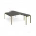 Adapt back to back desks 1600mm x 1600mm with 800mm return desks - green frame, storm grey top ER16168-GN-OG