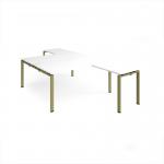 Adapt back to back desks 1600mm x 1600mm with 800mm return desks - green frame, white top ER16168-GN-WH