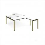 Adapt back to back desks 1600mm x 1600mm with 800mm return desks - green frame, white top, black edge ER16168-GN-WK