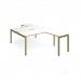 Adapt back to back desks 1600mm x 1600mm with 800mm return desks - green frame, white top, oak edge ER16168-GN-WO