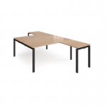 Adapt back to back desks 1600mm x 1600mm with 800mm return desks - black frame, beech top ER16168-K-B