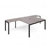 Adapt back to back desks 1600mm x 1600mm with 800mm return desks - black frame, grey oak top ER16168-K-GO