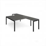 Adapt back to back desks 1600mm x 1600mm with 800mm return desks - black frame, storm grey top ER16168-K-OG