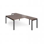 Adapt back to back desks 1600mm x 1600mm with 800mm return desks - black frame, walnut top ER16168-K-W