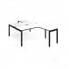 Adapt back to back desks 1600mm x 1600mm with 800mm return desks - black frame, white top, black edge ER16168-K-WK