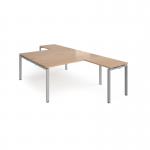 Adapt back to back desks 1600mm x 1600mm with 800mm return desks - silver frame, beech top ER16168-S-B