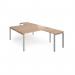 Adapt back to back desks 1600mm x 1600mm with 800mm return desks - silver frame, beech top ER16168-S-B