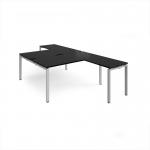 Adapt back to back desks 1600mm x 1600mm with 800mm return desks - silver frame, black top ER16168-S-BK