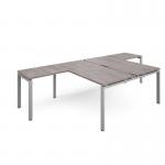 Adapt back to back desks 1600mm x 1600mm with 800mm return desks - silver frame, grey oak top ER16168-S-GO