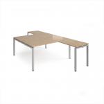 Adapt back to back desks 1600mm x 1600mm with 800mm return desks - silver frame, kendal oak top ER16168-S-KO