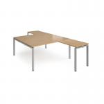 Adapt back to back desks 1600mm x 1600mm with 800mm return desks - silver frame, oak top ER16168-S-O