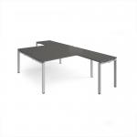 Adapt back to back desks 1600mm x 1600mm with 800mm return desks - silver frame, storm grey top ER16168-S-OG