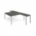 Adapt back to back desks 1600mm x 1600mm with 800mm return desks - silver frame, storm grey top ER16168-S-OG