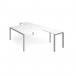 Adapt back to back desks 1600mm x 1600mm with 800mm return desks - silver frame, white top ER16168-S-WH