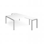 Adapt back to back desks 1600mm x 1600mm with 800mm return desks - silver frame, white top ER16168-S-WH