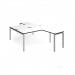 Adapt back to back desks 1600mm x 1600mm with 800mm return desks - silver frame, white top, black edge ER16168-S-WK