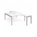 Adapt back to back desks 1600mm x 1600mm with 800mm return desks - silver frame, white top with oak edge ER16168-S-WO