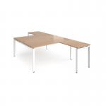 Adapt back to back desks 1600mm x 1600mm with 800mm return desks - white frame, beech top ER16168-WH-B