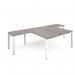 Adapt back to back desks 1600mm x 1600mm with 800mm return desks - white frame, grey oak top ER16168-WH-GO