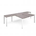 Adapt back to back desks 1600mm x 1600mm with 800mm return desks - white frame, grey oak top ER16168-WH-GO