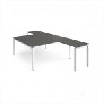 Adapt back to back desks 1600mm x 1600mm with 800mm return desks - white frame, storm grey top ER16168-WH-OG