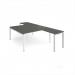 Adapt back to back desks 1600mm x 1600mm with 800mm return desks - white frame, storm grey top ER16168-WH-OG