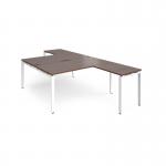 Adapt back to back desks 1600mm x 1600mm with 800mm return desks - white frame, walnut top ER16168-WH-W