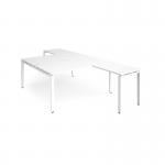 Adapt back to back desks 1600mm x 1600mm with 800mm return desks - white frame, white top ER16168-WH-WH