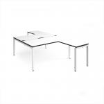 Adapt back to back desks 1600mm x 1600mm with 800mm return desks - white frame, white top, black edge ER16168-WH-WK