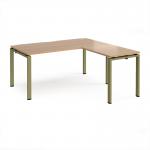 Adapt desk 1600mm x 800mm with 800mm return desk - green frame, beech top ER1688-GN-B