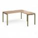 Adapt desk 1600mm x 800mm with 800mm return desk - green frame, beech top ER1688-GN-B