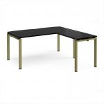 Adapt desk 1600mm x 800mm with 800mm return desk - green frame, black top ER1688-GN-BK