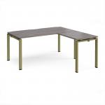 Adapt desk 1600mm x 800mm with 800mm return desk - green frame, grey oak top ER1688-GN-GO