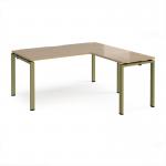 Adapt desk 1600mm x 800mm with 800mm return desk - green frame, kendal oak top ER1688-GN-KO