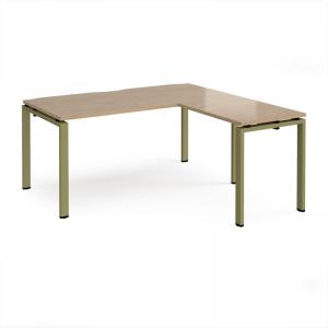 Adapt desk 1600mm x 800mm with 800mm return desk - green frame, kendal