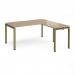 Adapt desk 1600mm x 800mm with 800mm return desk - green frame, kendal oak top ER1688-GN-KO